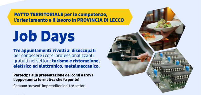 Immagine che raffigura Patto territoriale: Job Days presentazione corsi gratuiti professionalizzanti ambito elettrico/elettronico e meccanico